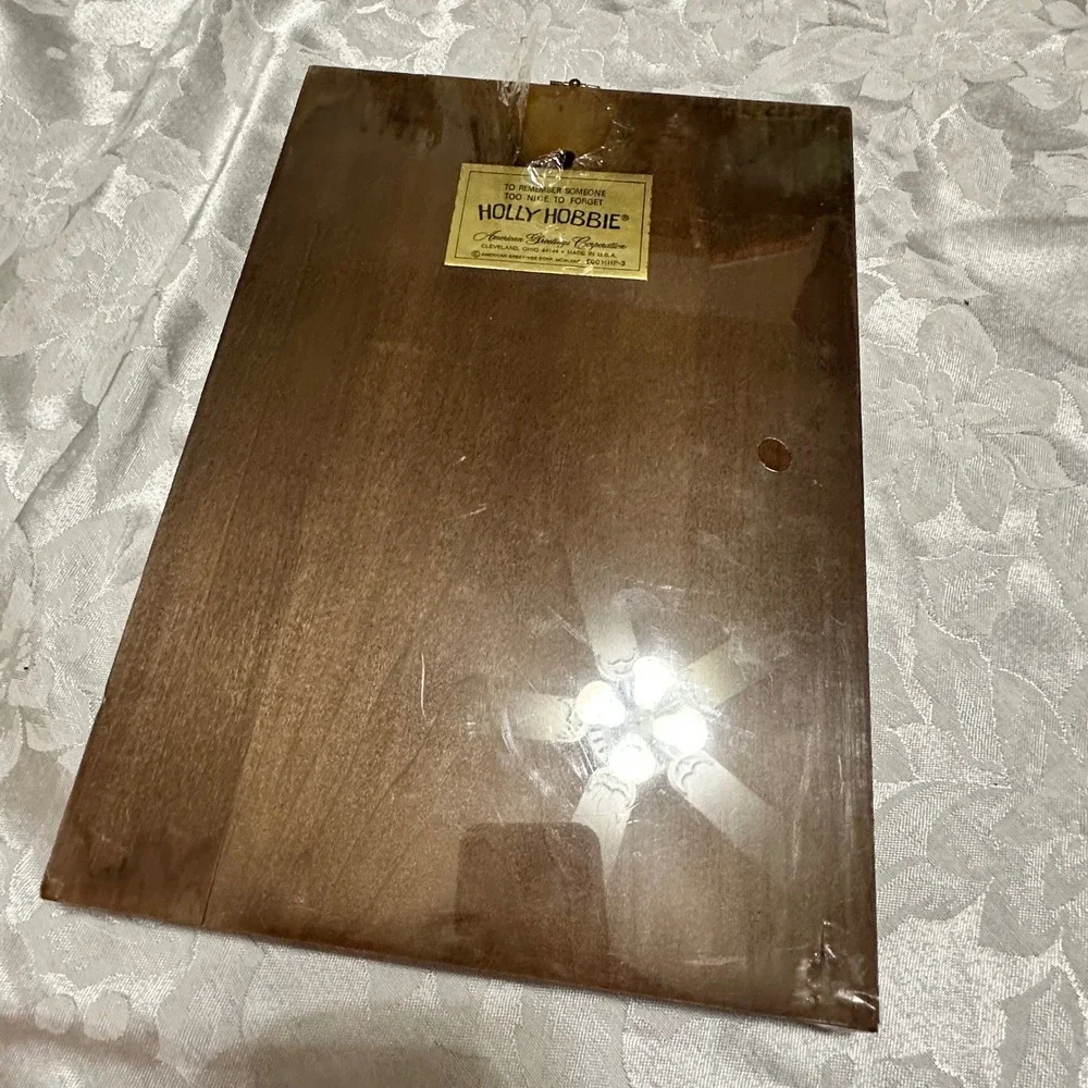Vintage Holly Hobbie Wood Wall Plaque Brown Vintage 1972 Love Poem Art NIPackage